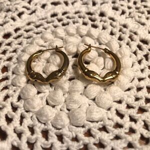 Vintage Gold Tone Snake Pierced Earrings